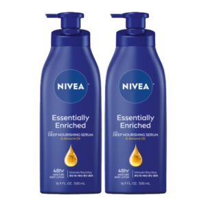 NIVEA Essentially Enriched Body Lotion for Dry Skin, Pack of 2, 16.9 Fl Oz Pump Bottles