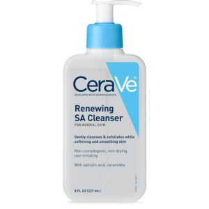 CeraVe Renewing Salicylic Acid Cleanser, Formulated With Hyaluronic Acid, Niacinamide, & Ceramides, Gentle BHA Exfoliating Face Wash Smooths & Softens Skin, Non Comedogenic & Fragrance Free, 8 Ounce CeraVe Renewing Salicylic Acid Cleanser, Formulated With Hyaluronic Acid, Niacinamide, & Ceramides, Gentle BHA Exfoliating Face Wash Smooths & Softens Skin, Non Comedogenic & Fragrance Free, 8 Ounce