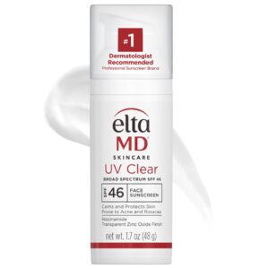 EltaMD UV Clear Face Sunscreen SPF 46, Oil-Free Sunscreen with Zinc Oxide, Dermatologist Recommended