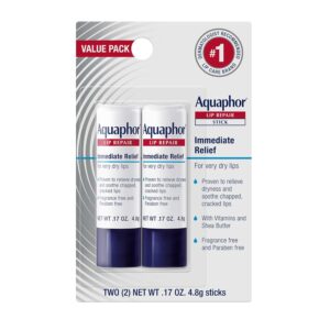 Aquaphor Lip Repair Stick, Moisturizing Lip Balm Pack, Relieves Dryness, 0.17 Oz Stick, Pack of 2 Aquaphor Lip Repair Stick, Moisturizing Lip Balm Pack, Relieves Dryness, 0.17 Oz Stick, Pack of 2