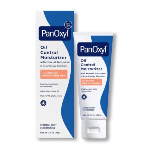 PanOxyl AM Oil Control Moisturizer, NEW Sheer Formula, Absorbs Excess Oil and Reduces Shine, with Mineral Sunscreen for Acne Prone and Oily And All Skin Tones – 1.7 oz